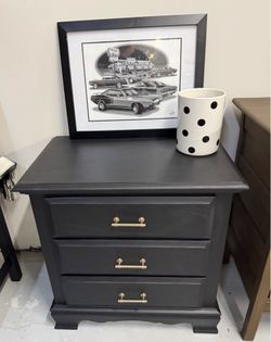 Refinished 3 Drawer Nightstand