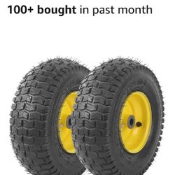 13x5.00-6 Tire and Wheel Assembly (2-Pack), Tubeless Lawn Mower Tire with Rim, with 3/4” Bushings and 3” Centered Hub Length