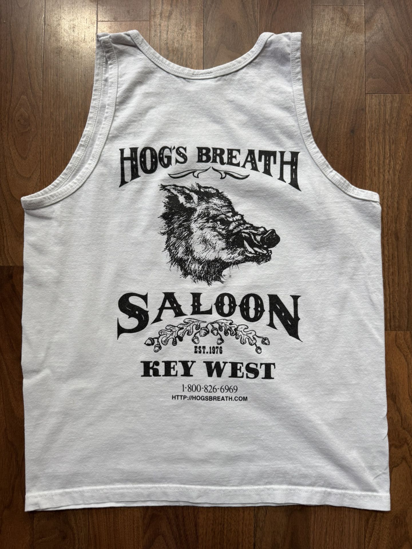 HOGS BREATH SALOON Tank Top White SML Key West Florida Better than No Breath VTG