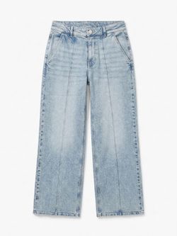 Michael Kors Women's Wide-Leg High Rise Stone Wash Blue Denim Jeans Size 8