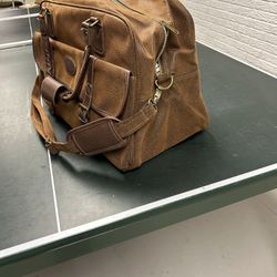Tote Bag, Faux Leather, Light Brown Color, 12” High x 20” Wide, Expands To 8”