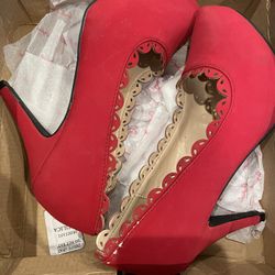 Suede Red Heels 3.5 in. Size 5.5