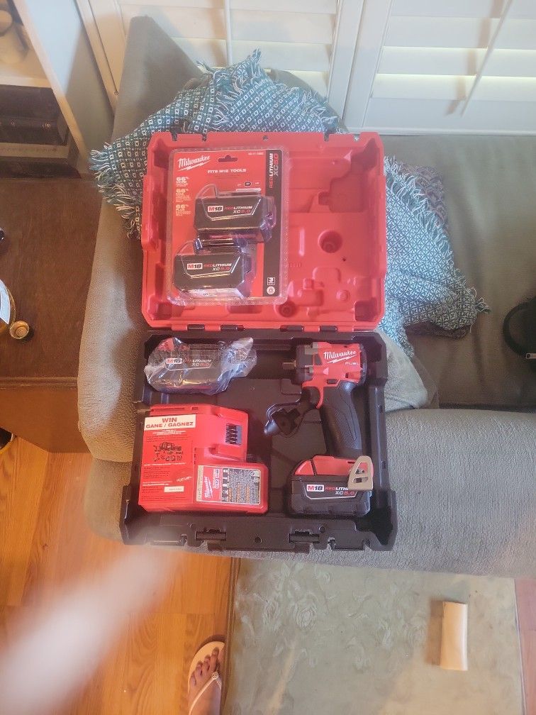 Milwaukee 1/2 Inch Impact And Two Extra Batteries Brand New In The Box