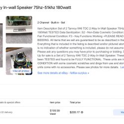 Tannoy In Wall Speakers $100