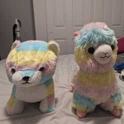 Rainbow Dog And Alpaca Stuffed Animal Plushies