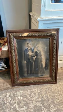 Antique picture of wedding couple late 19th century great for Halloween decor