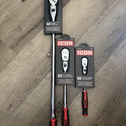 Icon G2 1/4, 3/8, 1/2 Locking Flex Head Ratchets 
