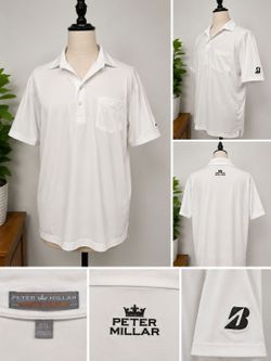 Peter Millar Summer Comfort Golf Polo Shirt White XXL Bridgestone