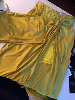 Yellow Two-Piece Bikini Set with Wrap Skirt