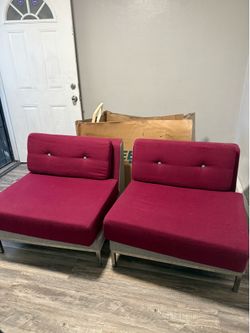 (3) burgundy couches