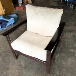 Super Nice Suede Couch Chair Corner Lounge White Wood 