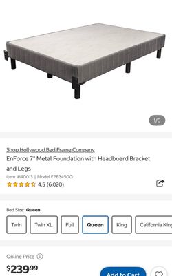 Hollywood Bed Frame EnForce 7" Queen Metal Foundation