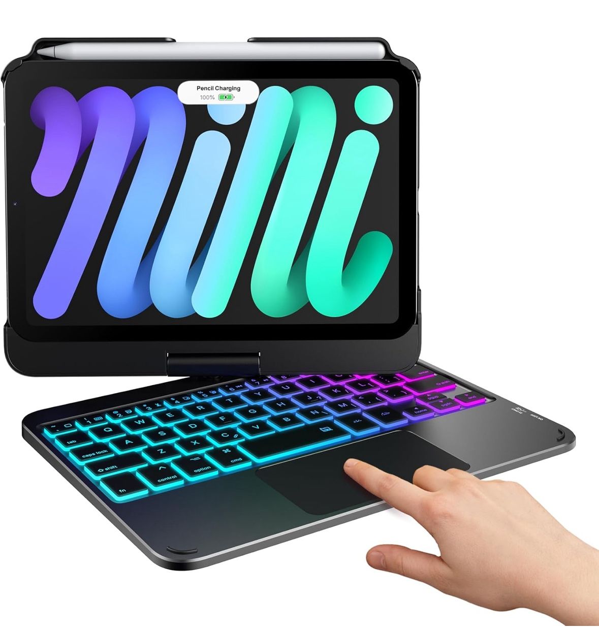 Wireless Keyboard Case for iPad Mini 7 Mini 6 8.3 inch with Trackpad Backlits.