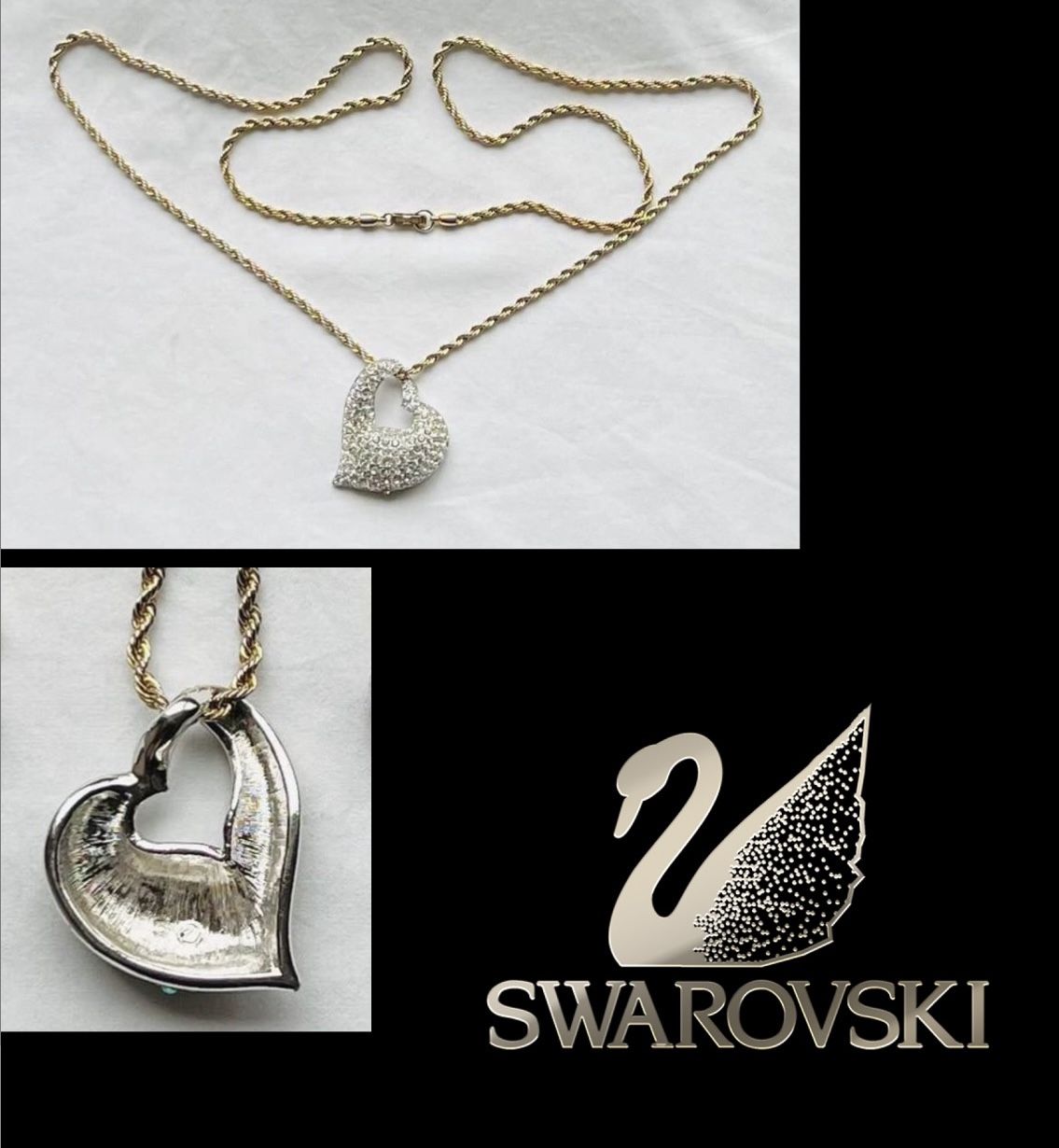 Vintage Swarovski Heart Necklace 