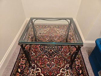 Haverty's Bronze Steel and Glass Rectangular End Table