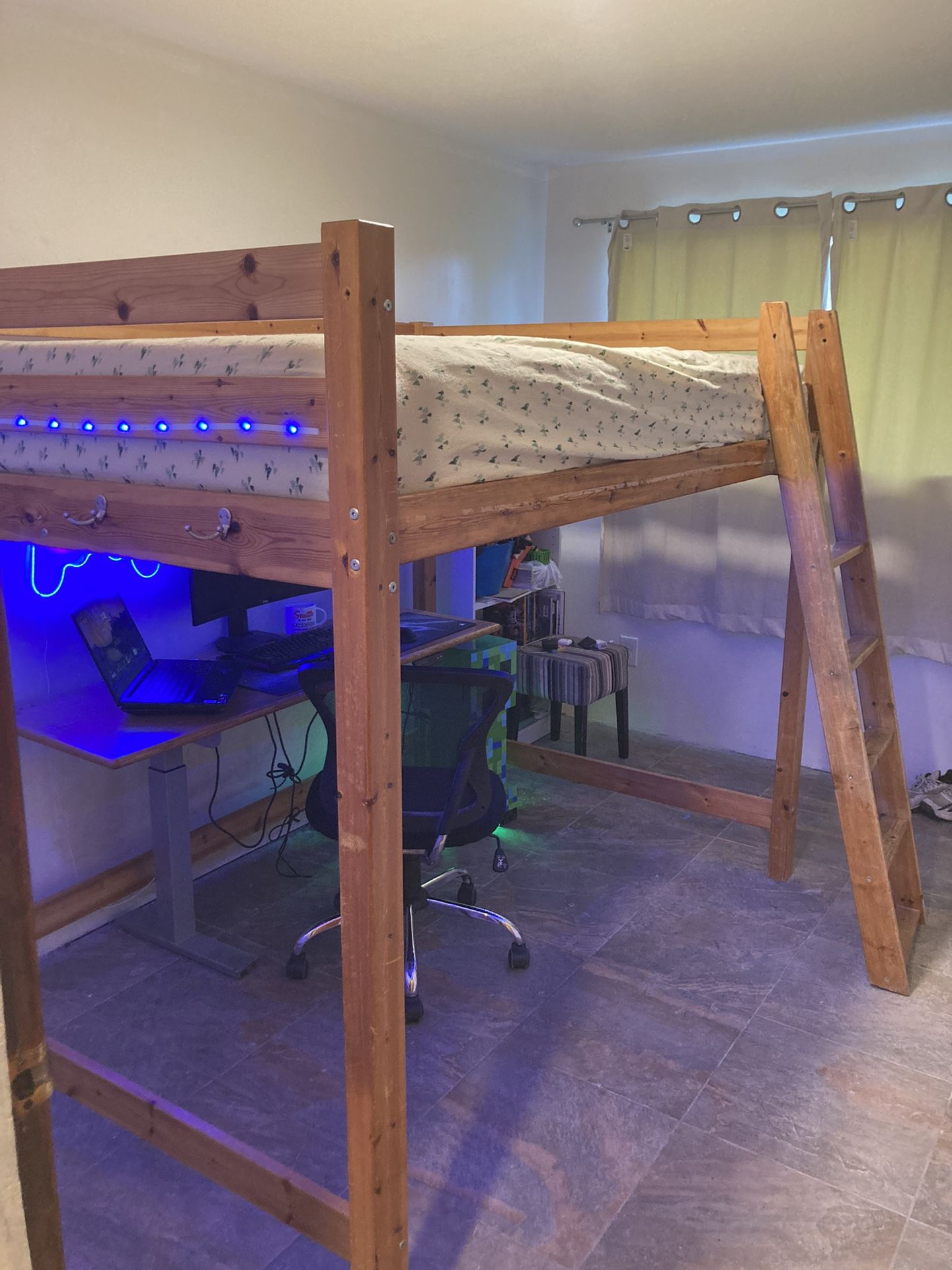 Full Size Loft Bed Frame And Sit Stand Desk