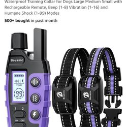 BOUSNIC Dog Shock Collar 2 Dogs (5-120Lbs) - 3300 ft Waterproof Training Collar for Dogs Large Medium Small with Rechargeable Remote, Beep (1-8) Vibra