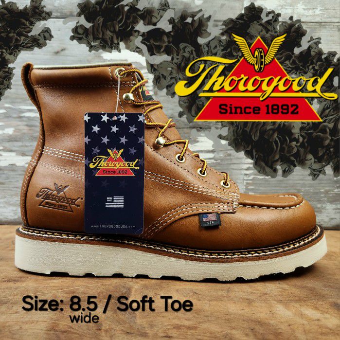 New THOROGOOD American Heritage 6” Moc Toe Soft Toe Wedge Work Boots Botas Size: 8.5 wide