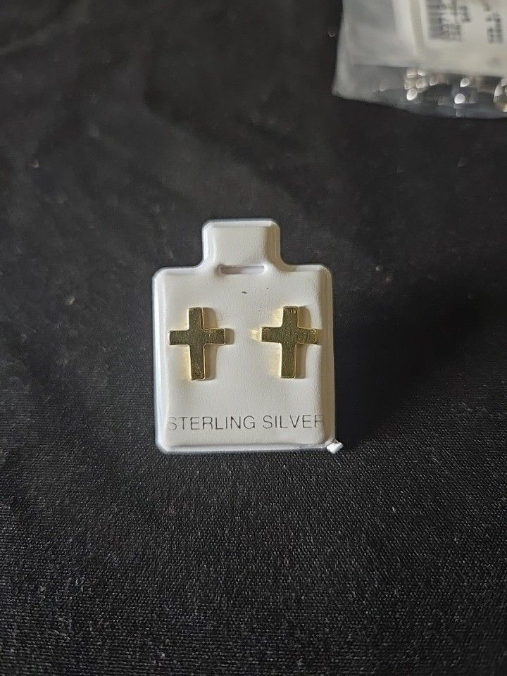 925 Sterling Silver Cross Earings