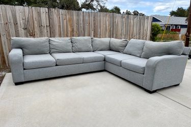 Living Spaces 2 Piece Gray Sectional Sofa - 122x97 - Good Condition