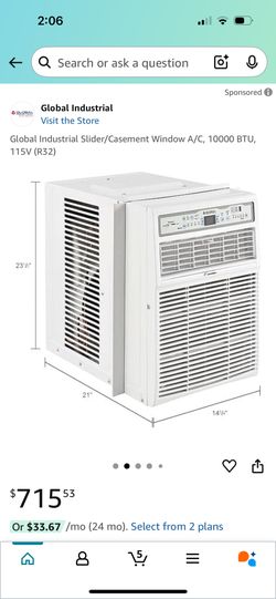 Global Industrial Slider/Casement Window A/C, 10000 BTU