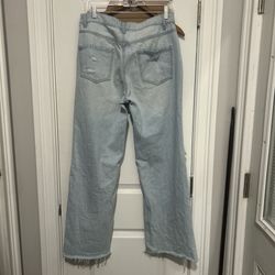Light Wash Distressed Wide Leg Jeans