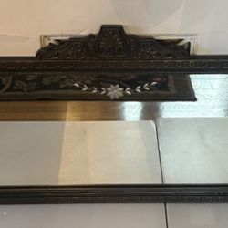 Beautiful 3 Panel Antique Nurre Co. Framed Ornate Wood Wall Mirror - 53 ½x15