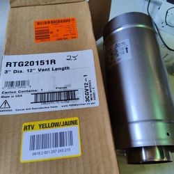 Rheem Rtg20151r Stainless Steel 3x5 12" Long Concentric Exhaust Pipe For Tankless Water Heater 