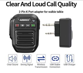 ABBREE Wireless Speaker Mic for Walkie Talkie