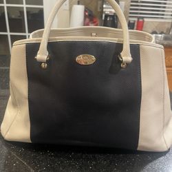 AUTHENTIC COACH COLOR BLOCK LEATHER , BLUE AND WHITE