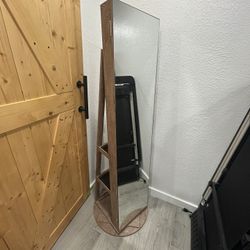 Brown Mirror - Swivel and Storage