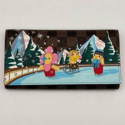 Louis Vuitton Limited Edition 2023 Christmas Vivienne Xmas Damier Ebene Pattern Coated Canvas Sarah Wallet