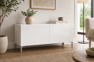 IKEA BESTÅ Storage Cabinet w/ High Gloss Doors & NANNARP Legs