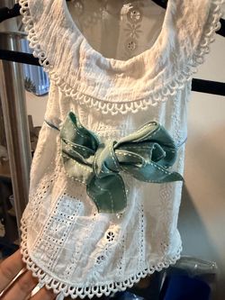 SMALL - Lace Bow Dress Wavy Point Flower Dress