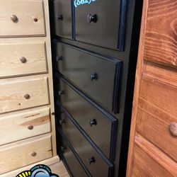 Black Tall Jumbo Six Drawer Duplex Chest Dresser- Cajonera Alto Negro 