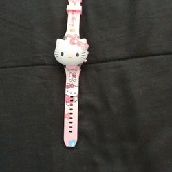 Hello Kitty Pink Flip Cover Luminous Watch