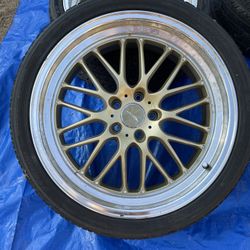 Ace Alloy 20’ X9’ And 20’x10’ Staggered Ford Mustang Rims And Tires 