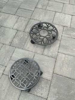 Cast Iron Plant Pallet Caddy Plant Pot with Heavy Duty Wheels Round Flower Pot