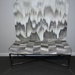 New Very Elegant High End Iron Ottoman Bench Made Of Raw Hide Material Sold With Or Without The Match Painting $85 Bench, $55 Painting, $25 Elephant 