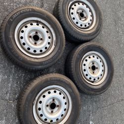 4 - 185/70r13 4x100 4x3.94 Stock Honda Civic Corolla Wheels Rims Good 80% Treads Tires