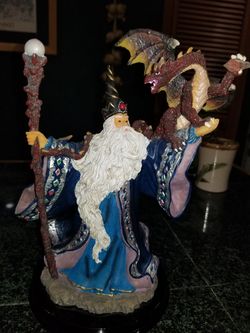 Wizard and dragon statue great gift
