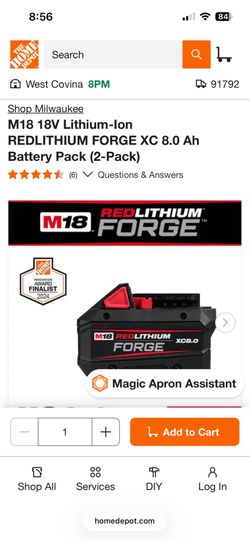 M18 18V Lithium-Ion REDLITHIUM FORGE XC 8.0 Ah Battery Pack