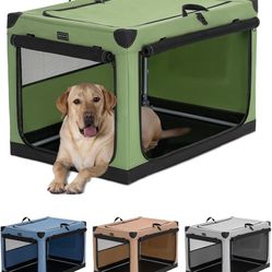 Dog Crates for Medium Dogs, 36" L x 24" W x 27”H Adjustable Fabric Cover by Spiral Iron Pipe, Strengthen Sewing Fabric Dog Crate 3 Door Desig