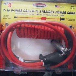 Road Master 7- to 6- Wire Coiled to Straight Power Cord
