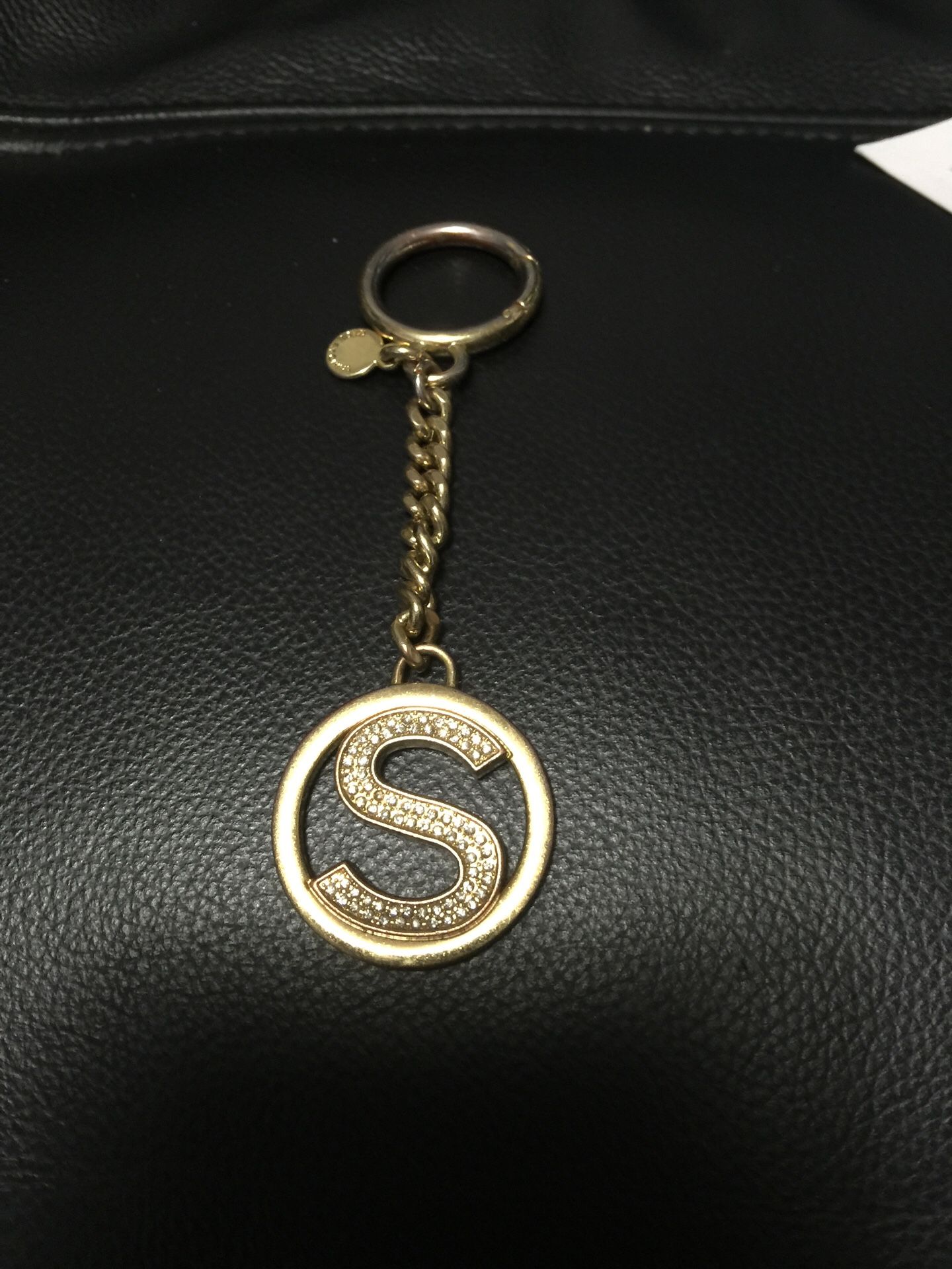 Michael Kors-gold colored jeweled letter S keychain