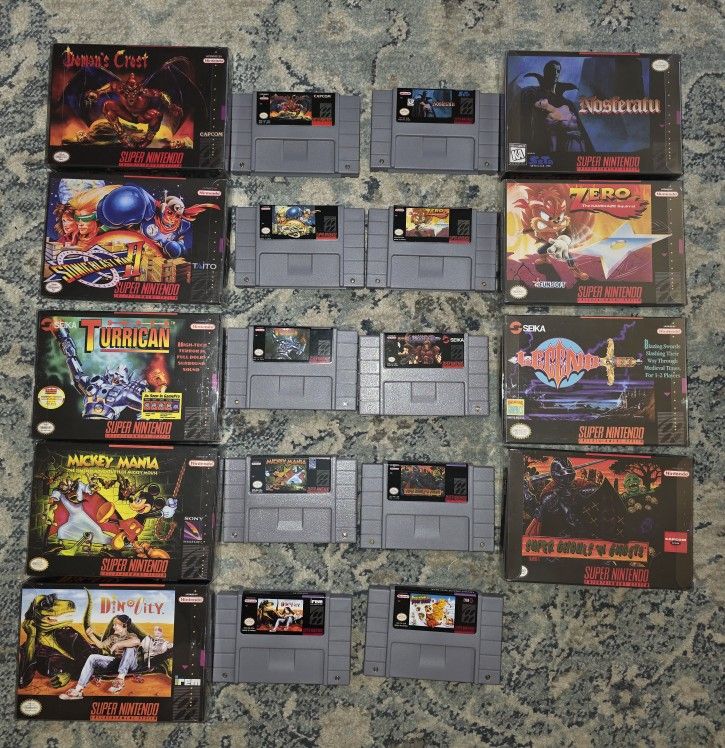 Lot of 10 SNES Games And 9 Boxes. Super Nintendo. **READ**