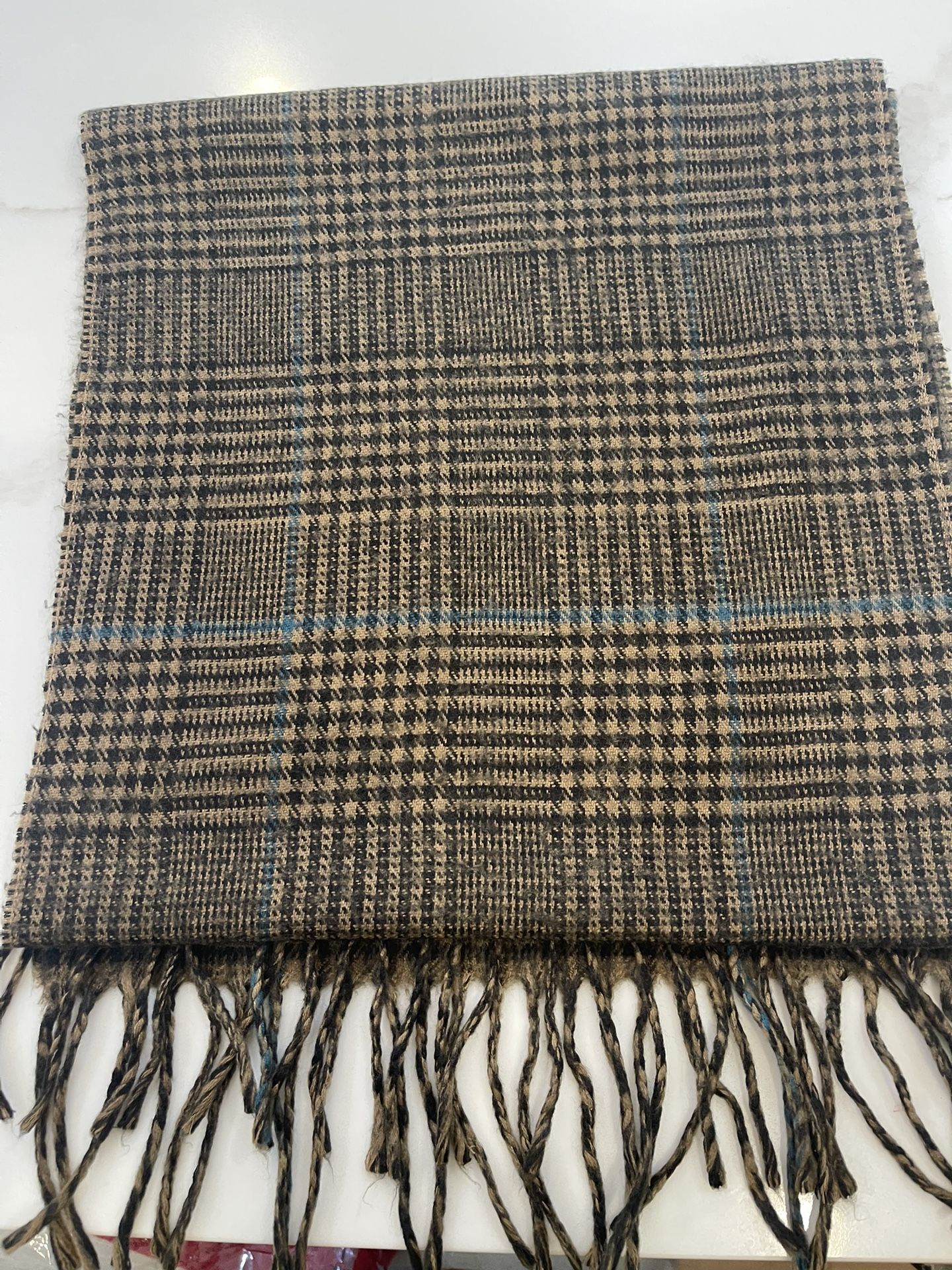 Brown/Black Plaid Fringe Soft Scarf unisex