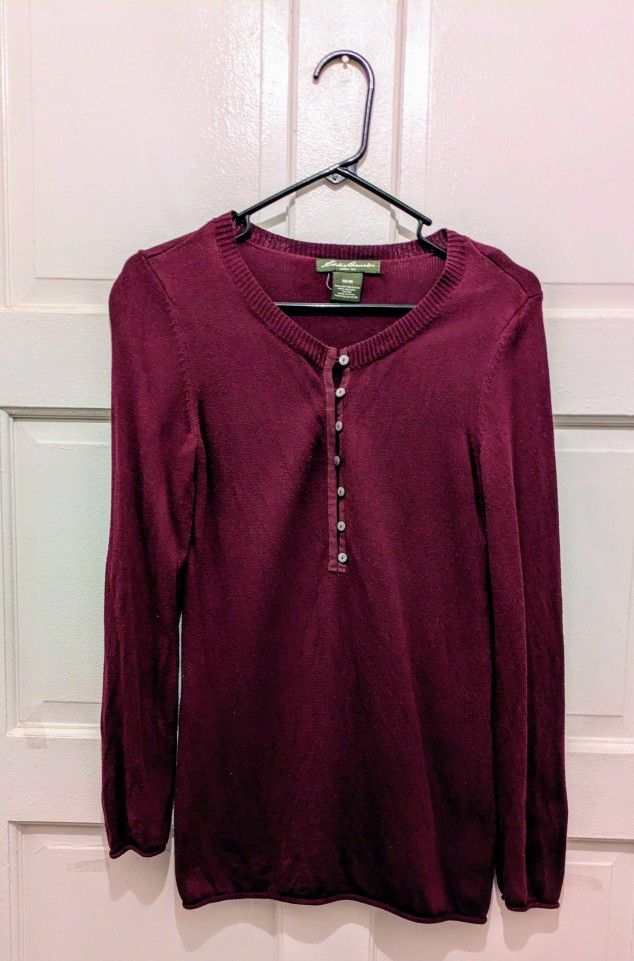 Sweater Long Sleeve Burgundy Eddie Bauer Woman's XS - XP