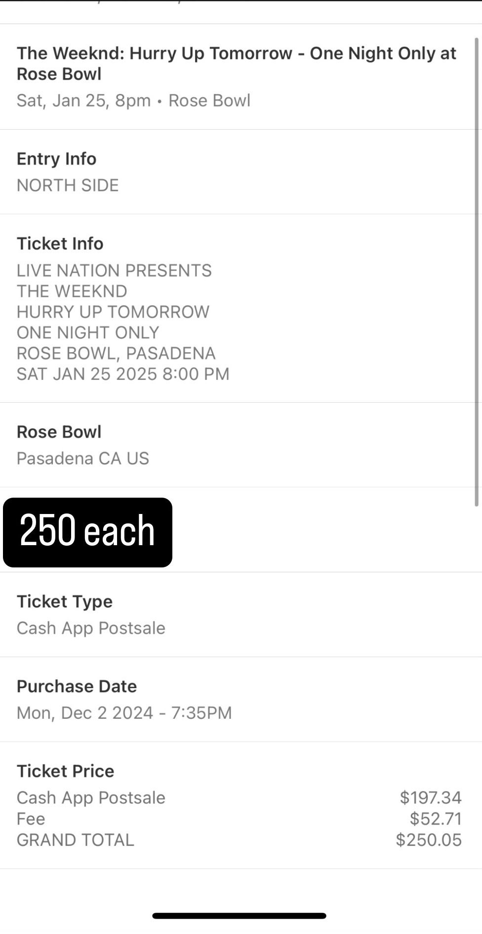 The Weeknd Rose Bowl Tour 2025 Tickets