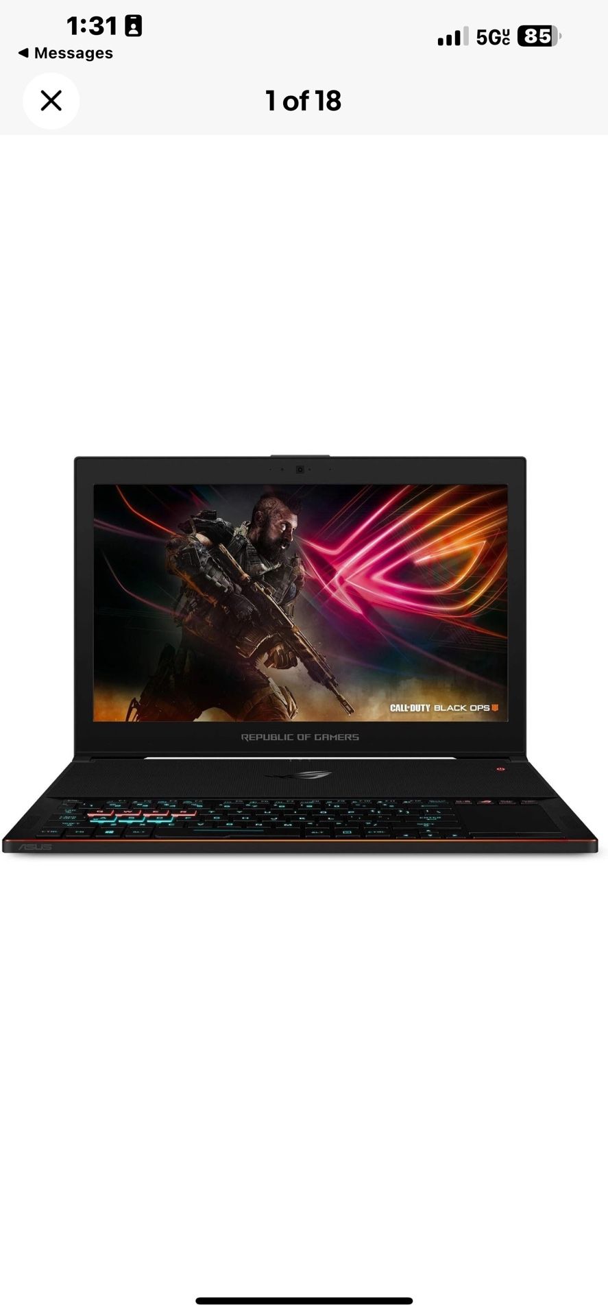 Asus Republic of Gamer GX501V1 Intel Core i7 , 16 GB, 500 GB SSD, 8 GB Graphic